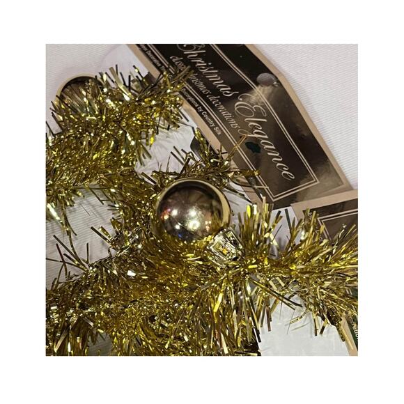 BULK LOT 6 Strands 48 ft Christmas Elegance Gold Tinsel Garland w/Gold Ornaments - Picture 4 of 5